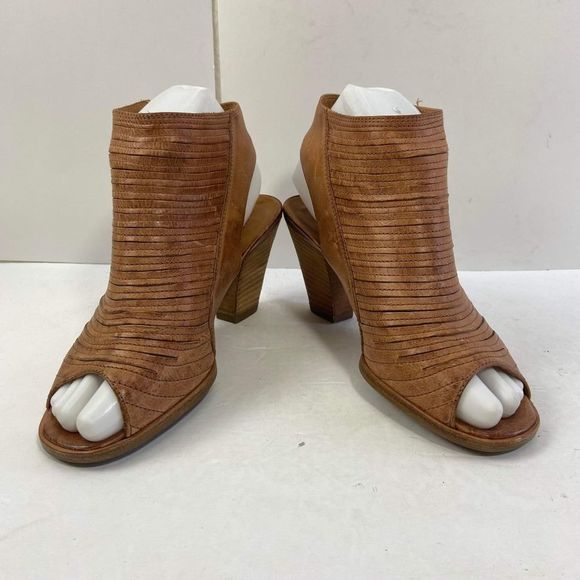 Paul Green Women's Cayenne Brown Leather Sliced Peep Toe Booties UK 3 US 5,5 - Picture 5 of 12